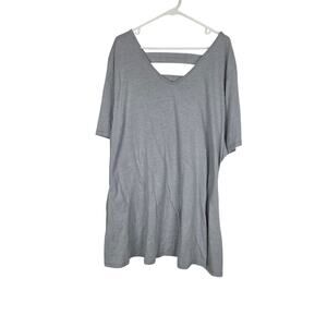 Catherines Flowy Top 4x (30/32) Womens‎ Plus Size Gray V Front V Back Pullover